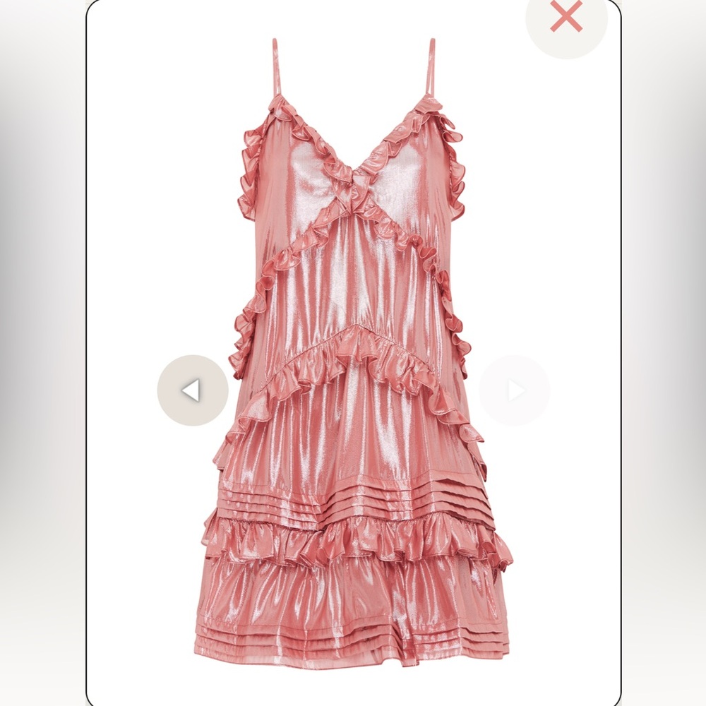 Rebecca Taylor - Metallic Chiffon Ruffle Dress Size 0